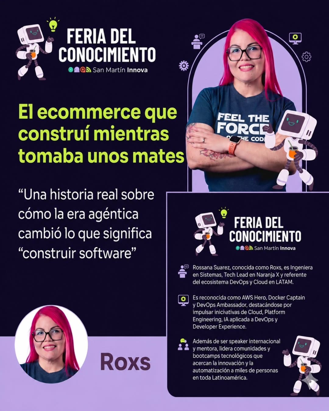 Flyer de la charla de Rossana Suárez (Roxs)
