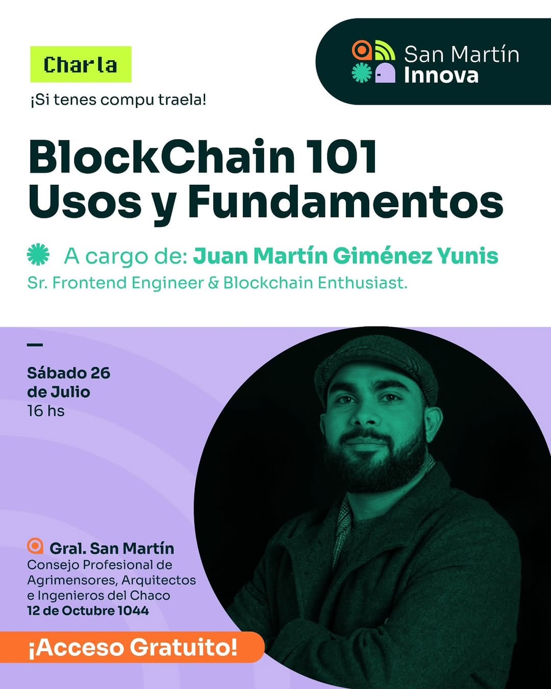 Afiche del workshop BlockChain 101