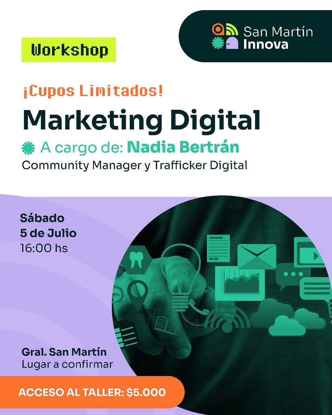 Afiche del workshop Marketing Digital