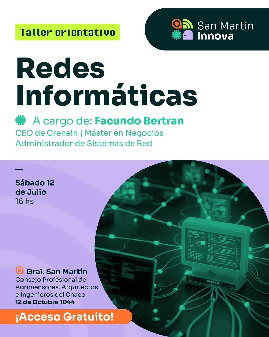 Afiche del workshop Redes Informáticas